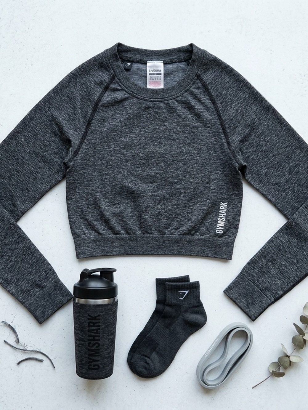 Gymshark Women's Dark Heather Gray Cropped Athletic top